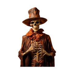 skeleton witch costume on a transparent background