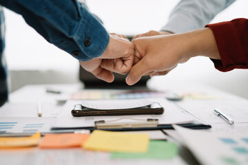 designer collaborate teamwork in meeting office. Business Finance Network group people negotiation to work success.