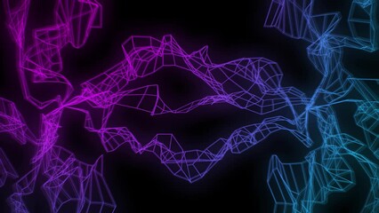 Amorphous retro Futuristic 80's Background 4K. Synthwave wireframe net loop. Abstract digital surface. 80s, 90s Retro futurism, Retro wave cyber grid. Retro Sci-Fi  Futuristic landscape of the 80s.