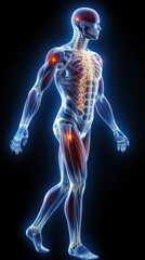3D human man anatomy with articular pain