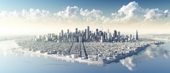 3d illustration of any city with white material