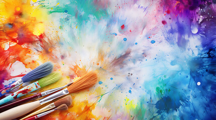 Obraz premium Abstract watercolor wallpaper with brush paint background, Ai generative