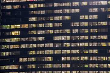 Business office windows at night Corporate building Ho Chi Minh City Vietnam