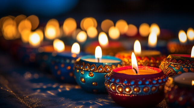 A group of diyas, diwali stock images, realistic stock photos