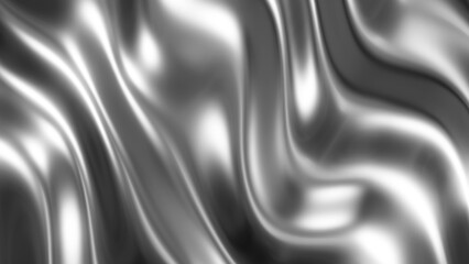 Liquid chrome waves background, shiny and lustrous metal pattern texture 3D  illustration.