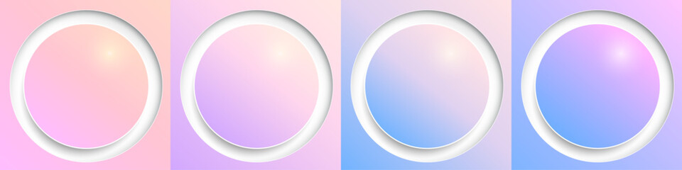 Obraz premium Shiny web buttons set, purple blue colors circle 3d icons illustration.