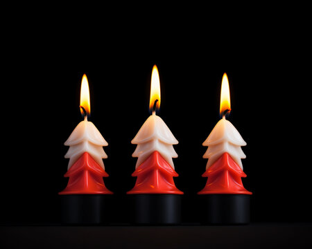 Three red candles sit in a row near a black background, diwali stock images, realistic stock photos