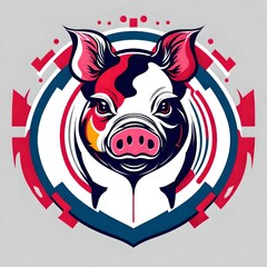 A logo for a business or sports team featuring a colorful PIG 
that is suitable for a t-shirt graphic.