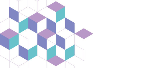 Abstract background with isometric vector color blocks on white background © Alex Perazzoli