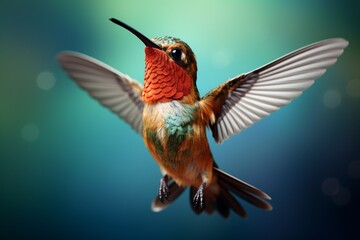 Fototapeta premium portrait of a hummingbird flying up close 