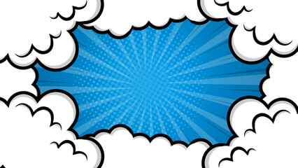 Pop art comic background with clouds. Cartoon Vector Illustration