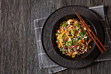 asian slaw, crunchy oriental cabbage salad in bowl