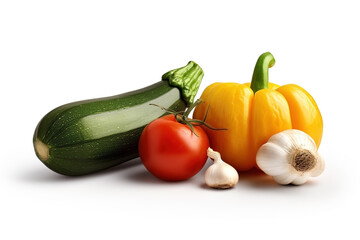Collection of various vegetables on white background