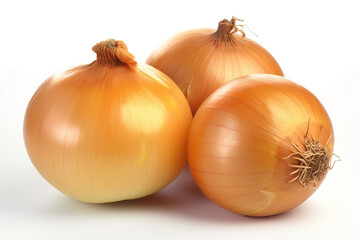 Onions on white background. Fresh vegetables. Healthy food concept