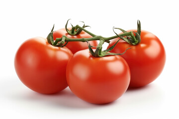 Red tomatoes on white background. Fresh vegetables. Healthy food concept