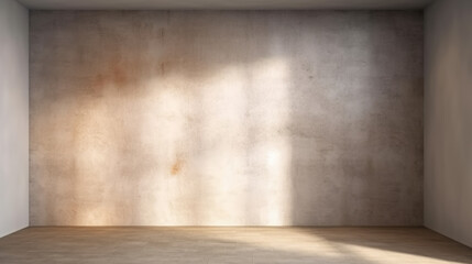 Wide empty wall with Floor and sunlight. Created with Generative AI technology.