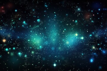 Beauty of deep space, nebula and colored stars with planets, generative AI.
