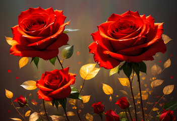 Picturesque roses, bright flowers