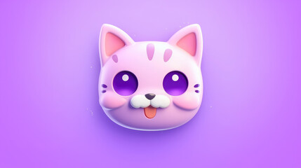 Obraz premium Kitty Head with smiling face in purple color and clear background