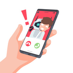 Thief Hacker Ai robot disguised as a Human voice on smartphone. Fraud scam and steal private data on devices. vector illustration flat design for cyber criminal awareness concept.