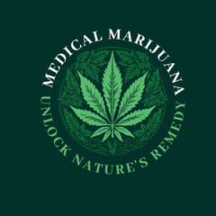 Green Cannabis Leaf Vector Illustration: A Symbol of Nature's Healing and Medicinal Potential