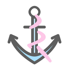 pastel anchor and rope flat