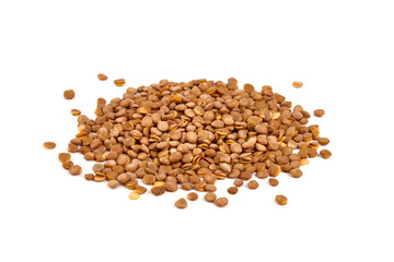 Healthy Homemade Roasted Lentil Snack, isolated on white background.