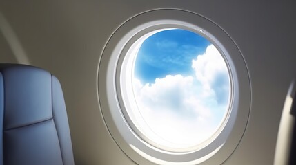 Luxury Modern Business Jet Interior. State-of-the-Art Aircraft Cabin. Extravagant Comfort and Style. Private Jet Travel with Opulence. Bathed in Sunlight and Panoramic Views. Generative Ai