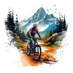 Person Riding Bike Down Hill generative Ai 
