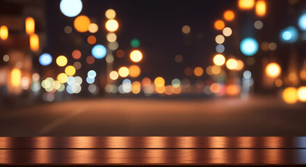 Night city street with blurred light background.Generative ai art