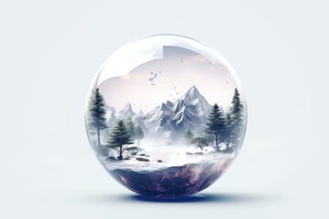 forest in glass globe concept of environemnt protection on white background