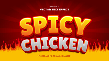 Fototapeta na wymiar spicy chicken editable 3d text effect