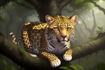 Illustration of leopard in the zoo.