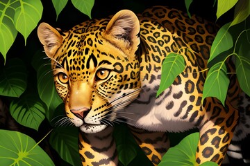 Creative illustration of headshot Leopard.