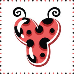 Alphabet letter Y cute ladybug theme drawing