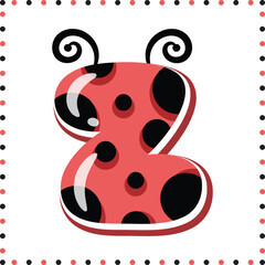 Obraz premium Alphabet letter Z cute ladybug theme drawing
