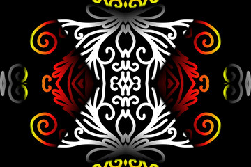 Beautiful classic design colourful  background with flower leaf line art pattern of indonesian culture traditional batik