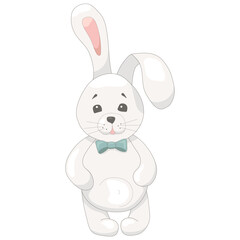 Fototapeta na wymiar Cute bunny on a white background. Vector illustration. Beautiful gray animal.