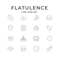 Set line icons of flatulence