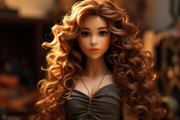 Fototapeta premium Plastic doll with long blonde hair