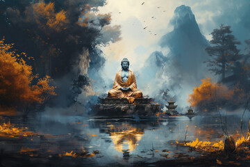 Sitting Buddha The Middle The