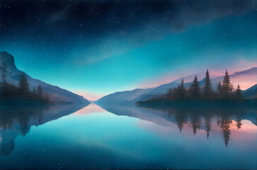 Astral wallpapers composition with lake