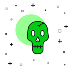 Filled outline Skull icon isolated on white background. Happy Halloween party. Vector