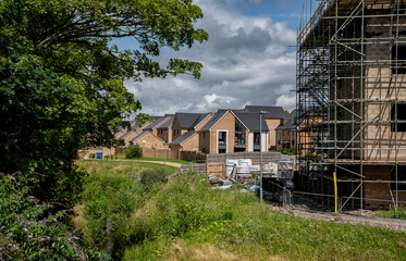 New housing developments in Dursley, a market town in the Cotswolds, Gloucestershire, United Kingdom