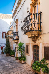 Architecture of buildings in the old town of Locorotondo
