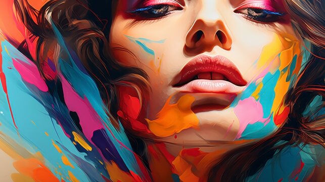  Colorful abstract art portrait of a woman