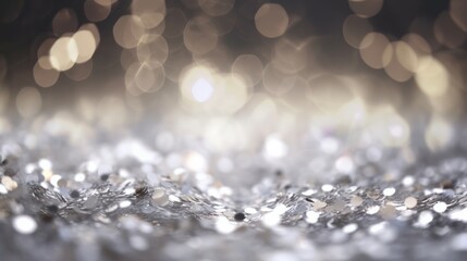 Abstract defocused background of glitter vintage silver lights