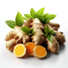 Ginger root on white background, Generative AI
