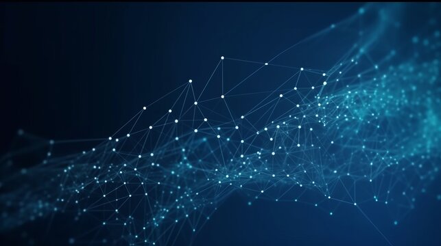 Abstract blue background. Network connection structure. Grid is made by Generative AI