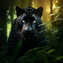 Tuinposter black panther animal big cat in jungle cinematic hd © Young